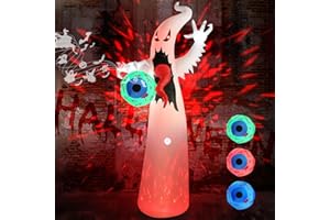 GlobaLink 3.6m/12ft Fantasma Inflable de Halloween, Impermeable IP44 Halloween Decoration, con Sonido de Inducción de Terror Y Luces LED Proyectadas, Decoración Inflables de Fiestade Halloween Patio