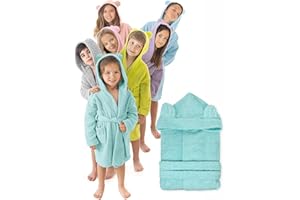 LEBENGOOD - Accappatoio Bambini adolescenti Cotone: Bambino, Bambina, 100% Cotone OEKO-TEX - 2 tasche, cintura, cappuccio