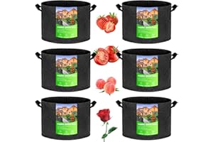 NMM Bolsa de Cultivo De Plantas, 6 Piezas 5 Galones (18.9 L) Bolsa de Plantación de Papas, Bolsas de Tela no Tejida para Plantas con Asas para Tomate, Plantas, Frutas, Verduras y Flores (Negro)