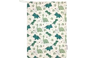 PANINI TESSUTI Sacchetto sacco Asilo per bambino e bambina porta indumenti cambio asilo sacca nido 100% Cotone 46x60 cm(Sacchetto Asilo 46 x 60 cm Dinosauri)