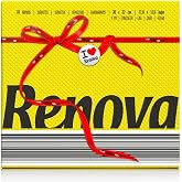 RENOVA Paper Napkins, 1 Ply, 70 Napkins, Medium Size, Orange | 70 Yellow Napkins Single Ply Medium 32 x 30 cm Extra Soft Ever