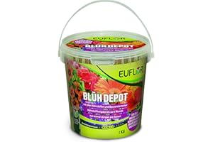 Euflor Blühdepot 1 kg Eimer • Spezialdünger für alle Balkon- und Kübelpflanzen • Langzeitwirkung für bis zu 6 Monate
