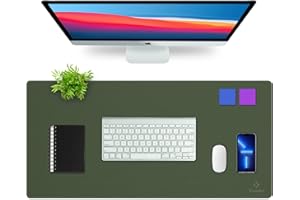 K KNODEL Upgrade Knodel Tischunterlage, Schreibtischunterlage, 90 x 43cm PVC-Leder Tischunterlage, Laptop Tischunterlage, wasserdichte Schreibunterlage für Büro- oder Heimbereich, doppelseitig (Dunkelgrün)