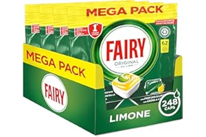 Fairy Detersivo Pastiglie Lavastoviglie, Brillantante, 248 Capsule, Original Limone, Pulente Al Primo Lavaggio, Efficace Sul Grasso Incrostato Con Azione Brillante