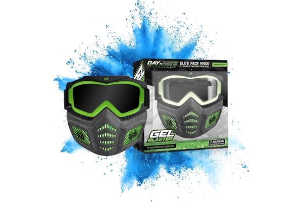 Gel Blaster Masque Facial d'Élite - Masque Tactique Lumineux avec Cadre de Mâchoire Ventilé - pour Âges 14+, Gris/Vert
