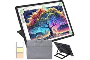 Phylosal A3 Leuchttisch mit Ständer & Tasche, Wiederaufladbares Magnetische Leuchtplatte mit Seitentaste, Superhelle Tracking Leuchtkasten für Zeichnen, Light Pad für Diamond Painting,Skizzieren,Black