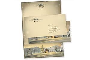 ‎TATMOTIVE Glöcknerhütte 100 Sets Weihnachtsbriefpapier mit Umschlag ohne Fenster, Briefpapier Weihnachten A4