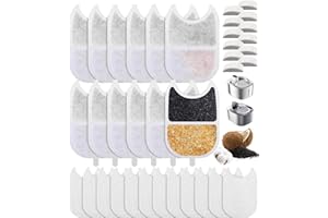 CEXOVO Filter Katzenbrunnen,12 Packung Filter für Katzenbrunnen,12 Vorgefilterte Schwämme,12 Schwämme für Wasserpumpe,mit Harz und Aktivkohle,für 4L Katzenbrunnen mit Bewegungsmelder,Katzen Zubehör