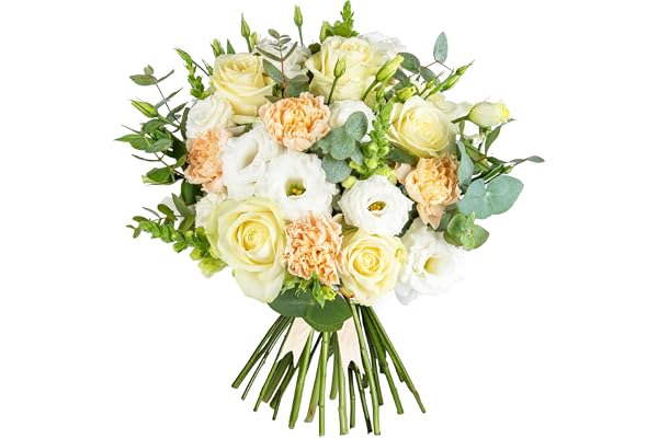 Ivory Harmony – Arrangement de fleurs fraîches livré à la main – Cadeau élégant avec expédition le jour suivant – Idéal pour anniversaire, condoléances (grand)