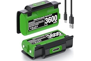 HELLCOOL Batterie Manette pour Xbox, 2x3600mWh Batterie Rechargeable avec Indicateur LED/4 Couvercles de Piles, Xbox Play en Charge pour Xbox One/S/X/Elite,Xbox Series S/X Controller