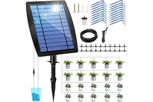 Drip Irrigation Kit, Xakay Solar Automatic Plant Self Watering Devices Solar Powered Auto DIY Watering System with 20Pots and 12Timing Modes for Plants on The Balcony, in The Plant Bed and Green House