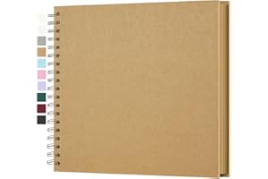 Yopih Álbum de Fotos Scrapbooking DIY 25,5x25,5 cm Papel Kraft Rígido con 50 Hojas, Libro de Recuerdos Fotográficos, Marrón