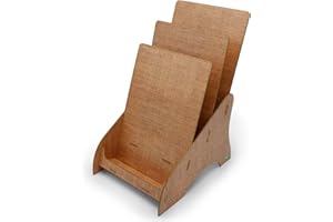 stableco 1 x espositore ecologico DIN A4 verticale con 3 scomparti stabile supporto volantino in design naturale No Plastic! Just Paper! Supporto sostenibile per volantini da montare rapidamente