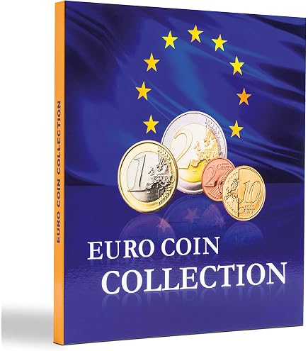 SCHULZ Album pour pièce de monnaie pour 200 pièces - Pour 2 euros en cuir synthétique - 10 feuilles avec compartiments de 35 x 40 mm