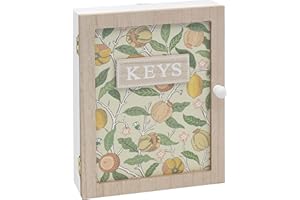 The Leonardo Collection William Morris Fruit Key Cabinet | Stylish Wall-Mounted Key Holder for Home & Office | Decorative Wooden Key Storage Cabinet | Secure & Space-Saving Organizer for Entryway