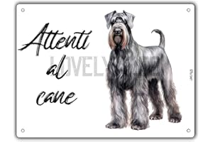 LOVELYTILES CARTELLO ATTENTI AL CANE IN METALLO, VARIE RAZZE, stampa UV, resistente alle intemperie, perfetta per uso esterno misure 15 x 20 o 20 x 30 (SCHNAUZER, 15 x 20)