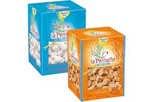TURKEYMILK Speciality White and Brown Sugar Cube Bundle Containing Le Perruche White and Brown Natural Cane Sugar Cubes 500g each 500g x 2