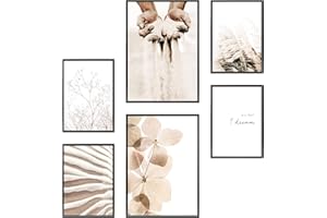 Heimlich Cuadros Decorativos - SIN Marcos -Decoración Colgante para Paredes de Sala, Dormitorios y Cocina - Arte Mural | 2 x A3 & 4 x A4-30x42 & 21x30 | » Arena de playa pampas «