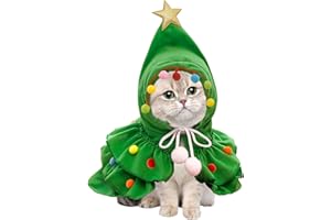 Yesaler Costume de Noël pour Animaux de Compagnie pour Chien et Chat Chapeaux de Noël Cape Réglable Convient pour Les fêtes Les Anniversaires(Vert/M)