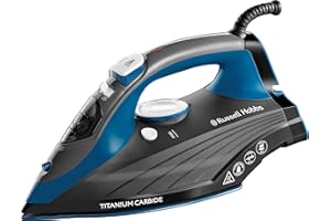 Russell Hobbs Iron [2600W, 160g steam shot, 55g/min continuous steam] Titanium Carbide (Titanium-infused ceramic soleplate, 330ml tank, self-cleaning, anti-calc, 3m cord) 27090