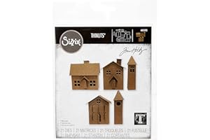 Sizzix Set di Fustelle Thinlits 21PK Paper Village #2 di Tim Holtz, 665585, Multicolour, One Size
