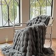 LIMOS Soft Plush Throw Blanket，Super Soft Cozy Fuzzy Blanket Faux Fur Blanket for Couch Bed and Sofa (Dark grey, 100 x 150cm)