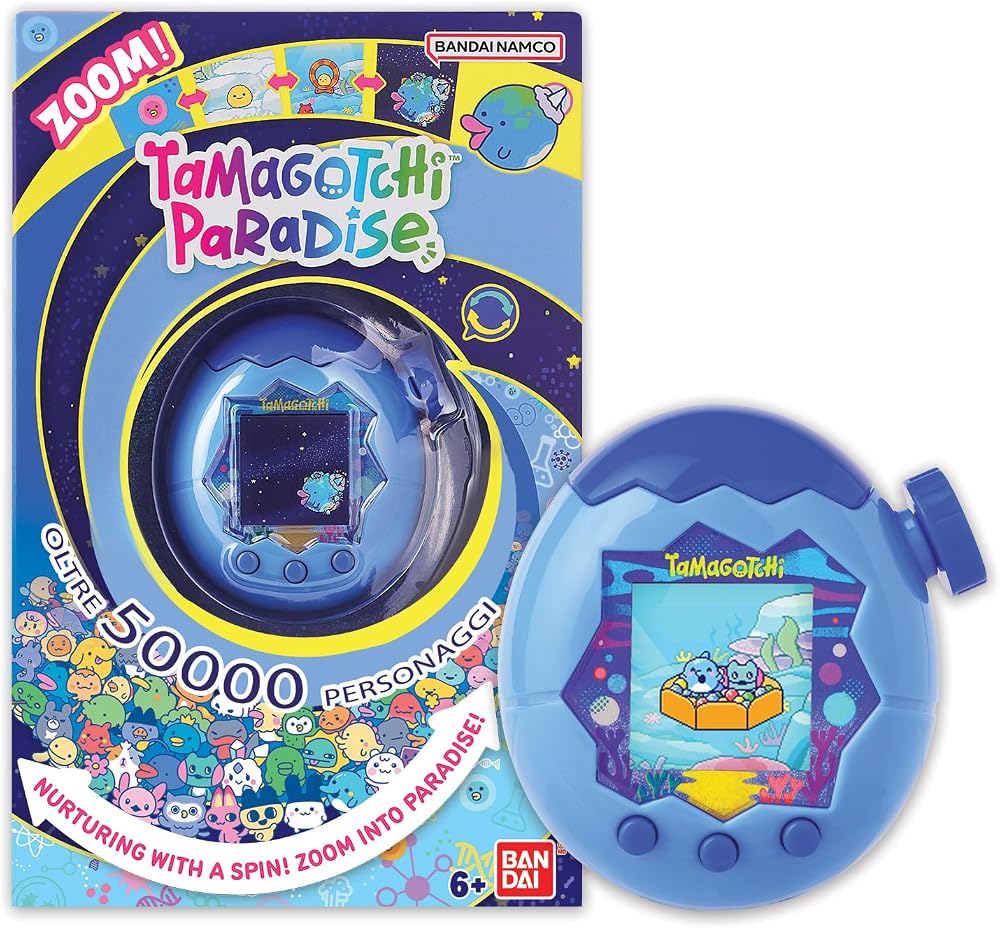 Bandai Tamagotchi Water Paradise sanal evcil hayvan mavi 43422 elektronik oyuncak, 6 yaşından büyük çocuklar için optimum, elektronik evcil hayvanınızın bakımı için cennette yakınlaştırma
