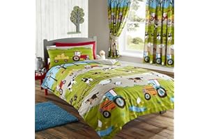KIDS CLUB FARM YARD ANIMAL PIG DOG COW SHEEP TRACTOR SINGLE DUVET QUILT COVER BEDDING SET