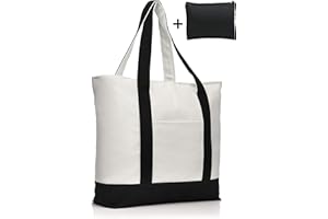 COTTARA Torba premium – wysokiej jakości torba bawełniana z zamkiem błyskawicznym i bezpłatna torba poliestrowa – idealna jako torba na zakupy, torba kąpielowa Shopper – 40 x 15 x 38 cm