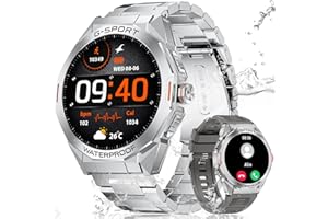 LIGE Męski smartwatch z połączeniem Bluetooth 1,46" Smartwatch z 100 trybami sportowymi/odtwarzaczem muzycznym/tętnem/SpO2/Wodoodporny do snu 3ATM, dla systemu Android iOS Srebrny