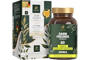 ‎VITACTIV NATURAL NUTRITION VITACTIV Darm Freunde - Probiotik Kulturen Komplex - 60 Probiotika Kapseln - 30 Bakterienstämme, 100 Mrd. KBE/g - Lactobacillus & Bifidobakterien, Akazienfaser als Präbiotika, 8 B-Vitamine - Vegan