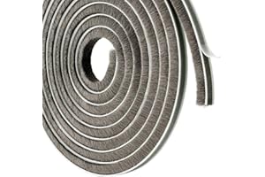 UPSEN Draft Excluder for Doors, Draught Excluder for Windows, 9 mm(W) x 5mm(T) x 5 Meters(L) Self-Adhesive Brush Seal Strip Air Stopper for Door, Window, Grey