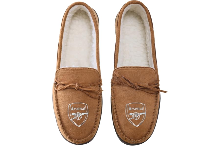 FOCO Officially Licensed Arsenal FC Suede Moccasin Football Slippers Medium Size 8-9