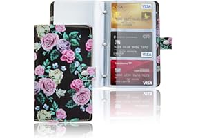 Czzmy Porta biglietti da visita, capacità 96 carte,in pelle ecologica(1-Rosa nera)