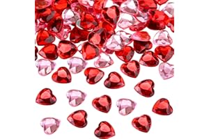 CHENGU Lot de 200 cœurs en Acrylique Rouge/Rose pour la Saint-Valentin, décoration de Table de Mariage, Dos Plat, 1,3 cm