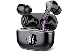 BESNOOW Cuffie Bluetooth, Auricolari Bluetooth 5.3 Stereo HiFi con 4 HD Mic, Cuffie Wireless In Ear ENC Cancellazione Rumore, 40 Ore LED Display Touch Control, Cuffiette Bluetooth IP7 Impermeabili, Nero