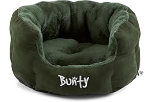 Bunty Polar Dog Bed & Cat Bed, Medium | Cosy Fluffy Fleece Calming Dog Bed | High Wall Snuggle Anti Anxiety | Washable Bed & Cushion for Puppy, Small to Large Pets - Green