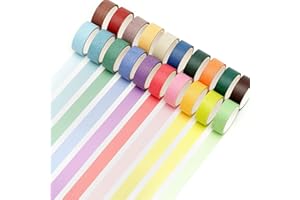 YUBX 20 Rolls Pastel Washi Tape Set, Rainbow Writable Masking Decorative Colored Tape for Scrapbook DIY Crafts Planner Decoration