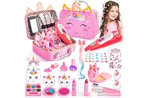 Hohosunlar Set di trucchi per bambini, lavabile, trucco, per capelli, per ragazze, con brillantini, clip, gioco di ruolo, regali di Natale, per bambini dai 3 ai 12 anni