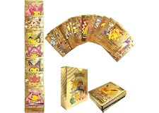 ANYOUI 55 PCS Assorted Gold Foil Card Poke Cards TCG Deck Box, Good Gifts for Boys and Girls,( 11 GX Rare Cards, 16 Vmax Rare
