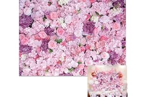 BINQOO 7x5ft Lilac Flowers Backdrop Pink Rose Floral Wall Wedding Party Background Girl Women Bridal Birthday Party Anniversary Photo Booth Props