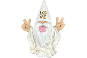 GlitZGlam Gnomo Rock – “George” – Pace e Amore - Questo Gnomo porta Pace e Amore a tutti e al tuo Giardino Fatato e giardino degli Gnomi. A cura Statuina Gnomo da Giardino Alta 25,4 cm