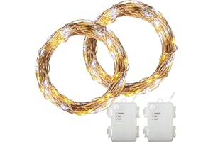 VOLTRONIC LED Lichterdraht, innen und außen, IP44, Batteriebetrieben, Größen- und Farbwahl, 2x 100 LEDs, warmweiß/kaltweiß