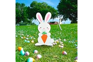 GLÜCKSVOGEL Osterhase Osterdeko Hase Gartendeko Figur Vintage Frühling Gartenstecker Osterstecker Handmade Garten Stecker Deko Ostern Hase Werbeschilder Gartenschilder für draußen drinnen (NF-White, One Size)