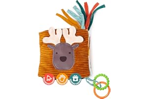 Little Big Friends cube d’activités en tissu pour bébé | Cube sensoriel Montessori tout doux | Développement moteur et cognitif | Forêt