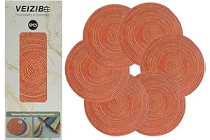 VEIZIBEE Manteles Individuales Redondos Trenzados 30cm También como Posavasos para café, Placemats Trenzados Lavables，Material Natural， para Mesa de Comedor、Bar、Sala、Fiesta cumpleaños (Naranja)