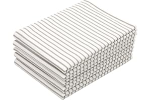 ZOLLNER 5 strofinacci in cotone 50x70 cm - canovacci resistenti e assorbenti - lavabili a 60°C - bianco con righe grigie - qualità gastronfomica - certificato OEKO TEX (R)