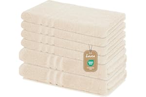 Lavea 6-teiliges Handtuchset aus 100% Baumwolle – Creme, 4 Handtücher 50x100 cm & 2 Duschtücher 70x140 cm – Weich, saugstark & Oeko-TEX zertifiziert – Flauschiges Badehandtuch Set für Bad, Gäste & Spa