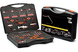ERBA BAER Gewindeschneider Set, M3 - M12, HSS, Gewindeschneiden, Handgewindebohrer, Schneideisen, Gewindeschneidsatz, Gewindewerkzeuge, Schneidpaste, Profi Gewinde-Werkzeugkoffer