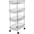 Tinbell Stainless Steel Kitchen Trolley, Fruits & Vegetable Trolley Container, Basket Organizer Holder Stand for Kitchen, Multipurpose Kitchen Trolley with Wheel (4 Shelf)